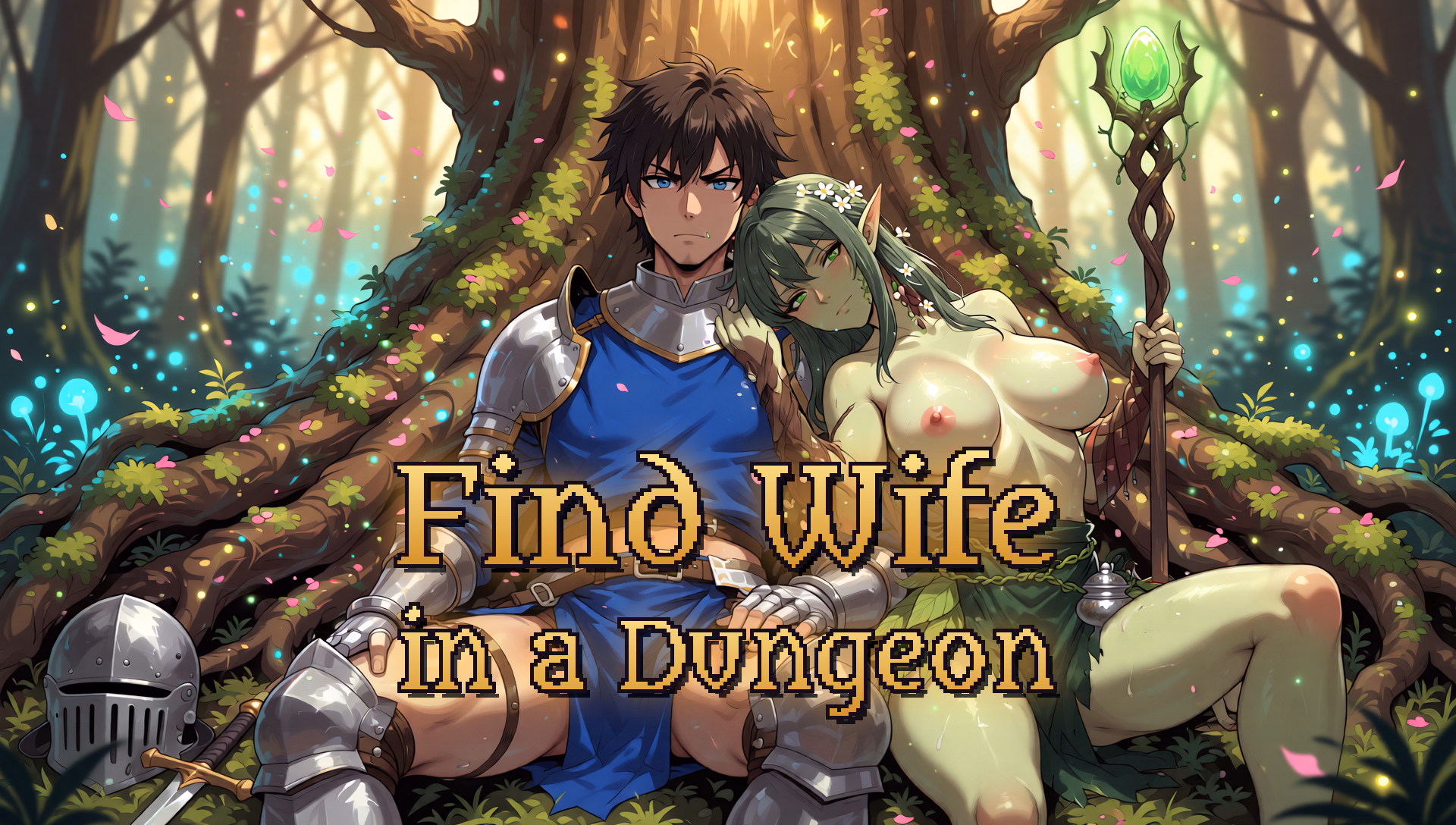 Find Wife In a Dungeon cover art showing the game's fantasy monster-girl cast