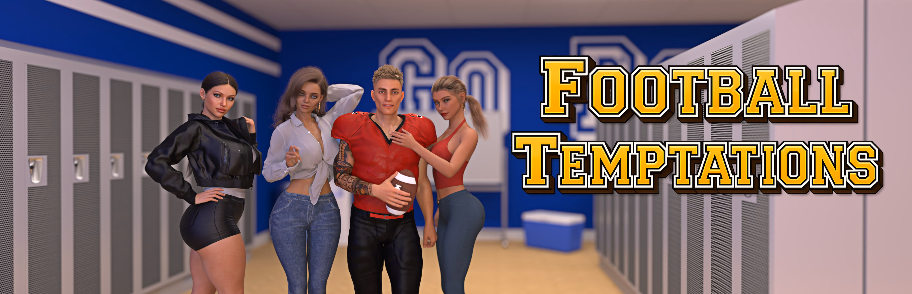 Football Temptations cover art featuring 3DCG characters in a sports drama setting