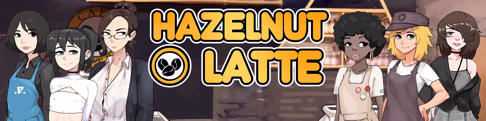 Hazelnut Latte cover artwork showing the game's main cast