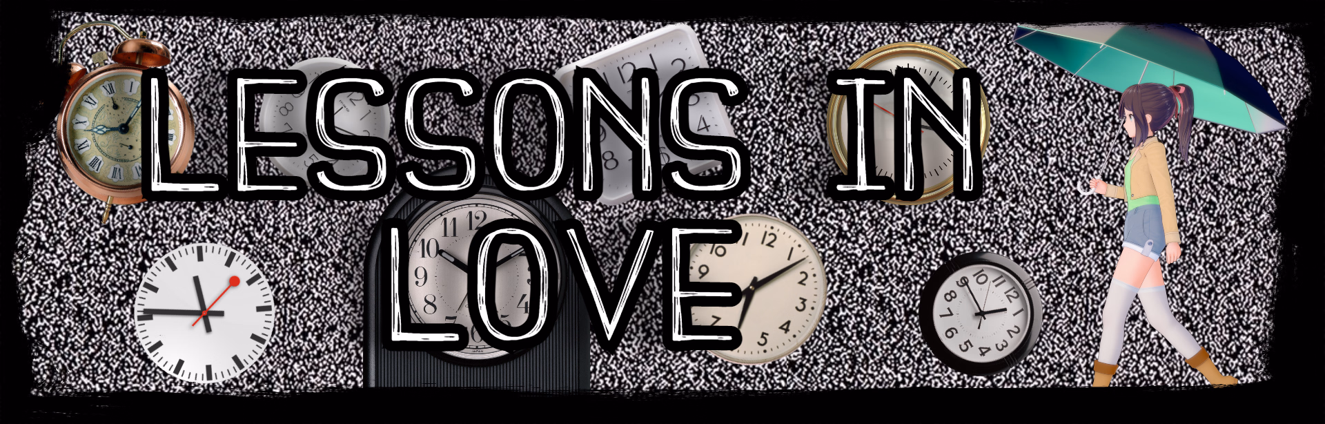 Lessons in Love title card showing anime-style students in a school setting