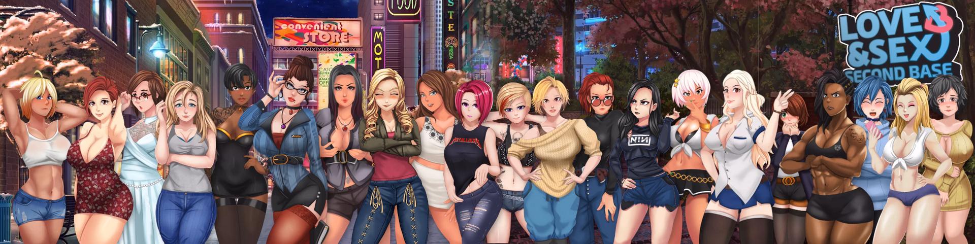 Love & Sex: Second Base cover showing the game's key art with multiple female characters