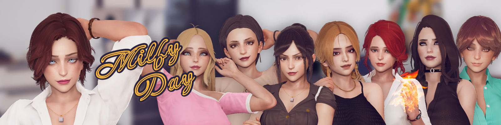 Milfy Day cover art showing the game's protagonist and cast