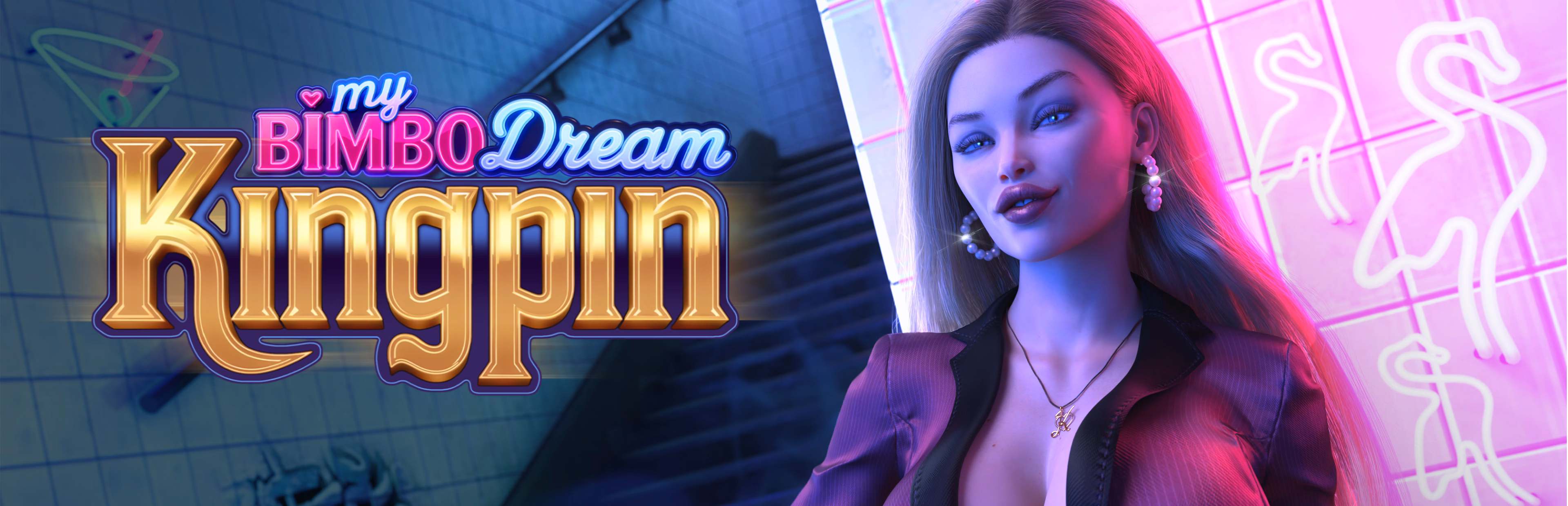 My Bimbo Dream: Kingpin cover art featuring the game's stylized title and cast