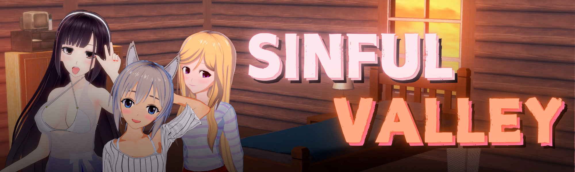 Cover art for Sinful Valley featuring a 3DCG monster girl in a fantasy setting