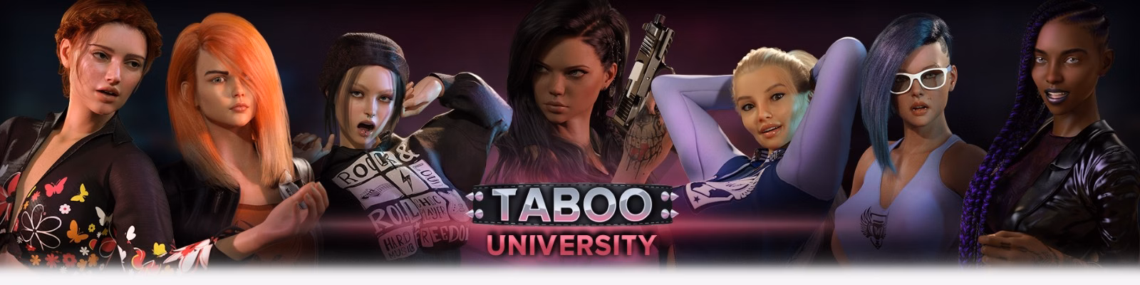 Taboo University cover art featuring 3DCG characters in a school setting
