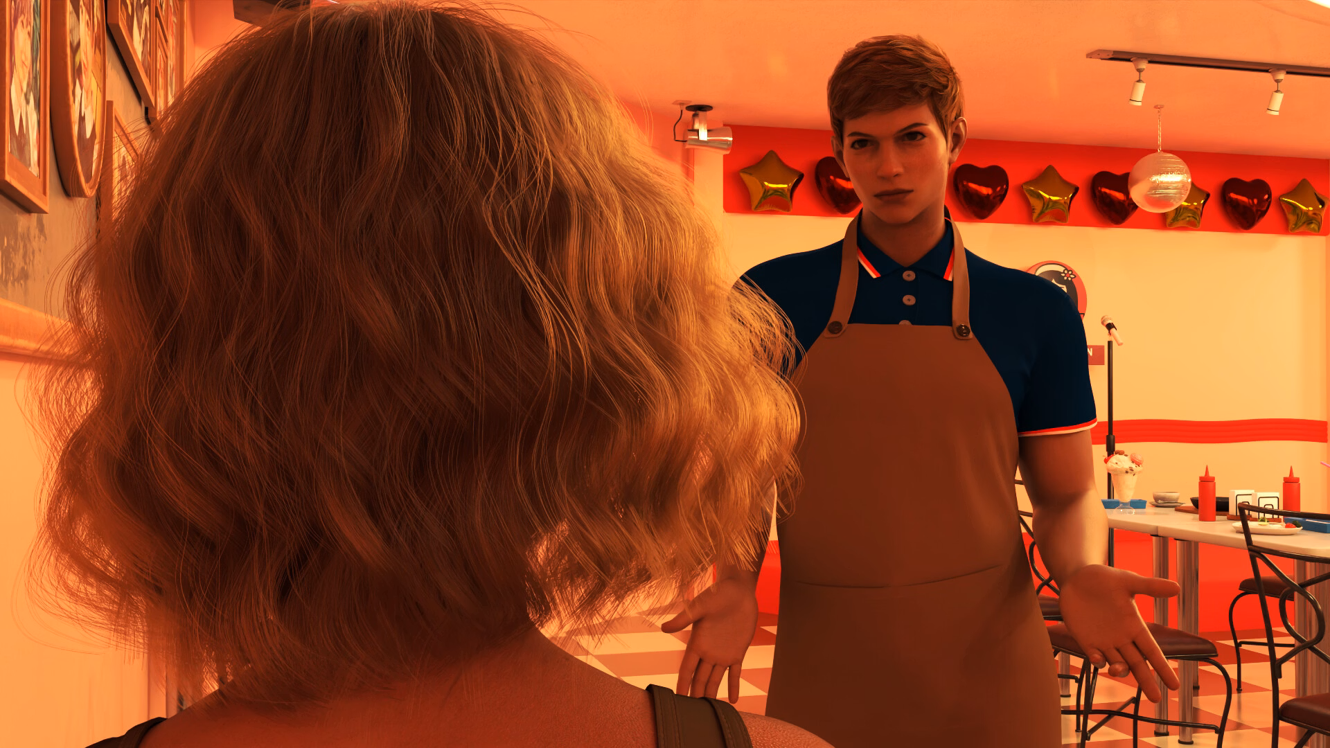 Three MILF characters rendered in warm interior lighting, illustrating the game's 3DCG art style